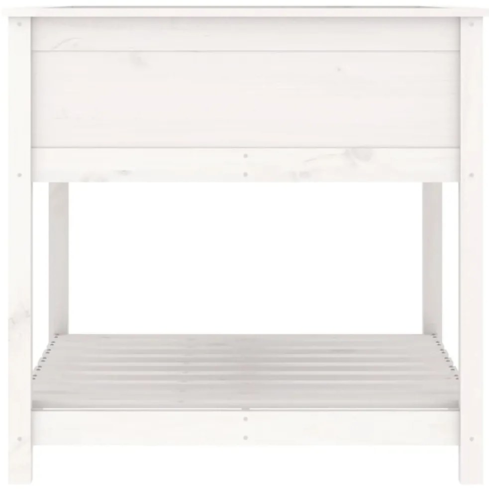 Vaso/floreira com prateleira 82,5x82,5x81cm pinho maciço branco