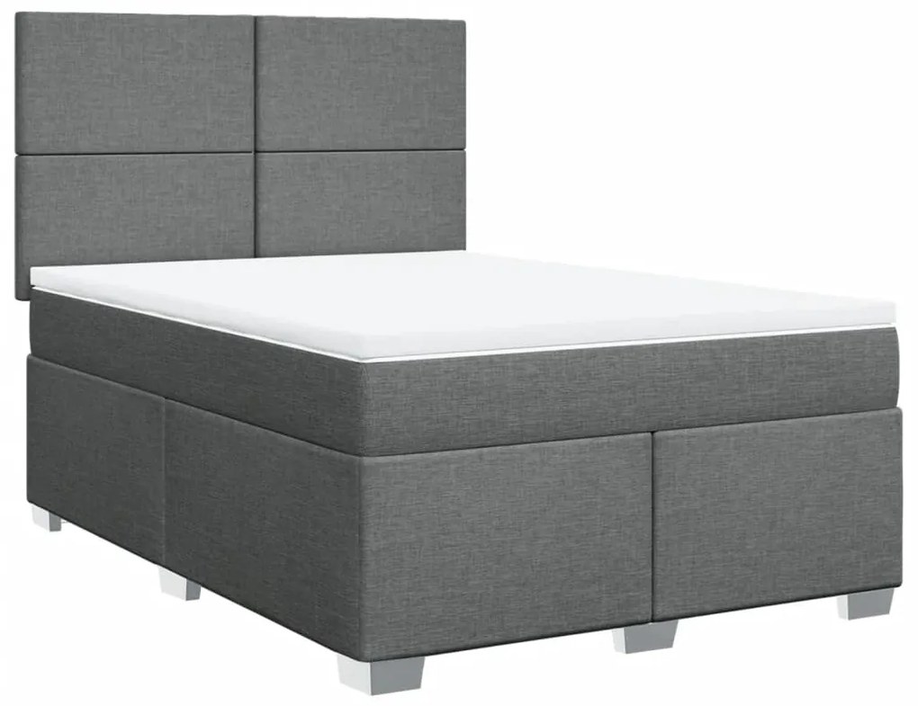 Cama com molas/colchão 140x200 cm tecido cinzento-escuro