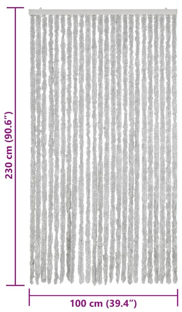 Cortina anti-insetos 100x230 cm chenille cinzento