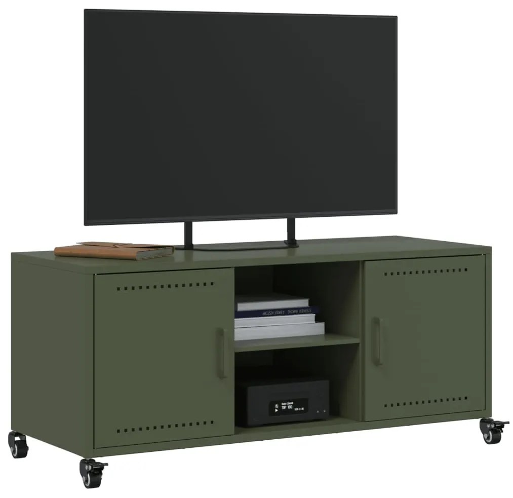 Móvel de TV 100,5x39x43,5 cm aço verde-azeitona