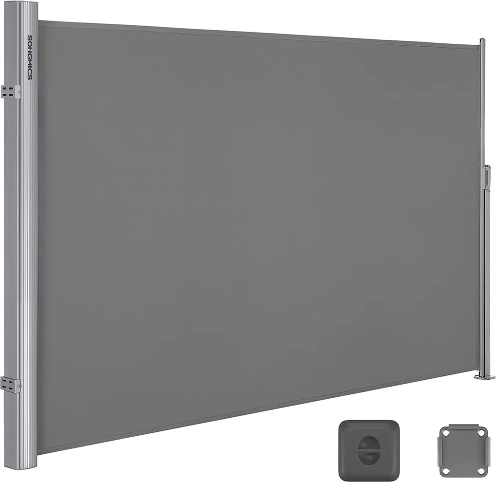 Toldo lateral extensível 160 x 400 cm para varanda Cinzento