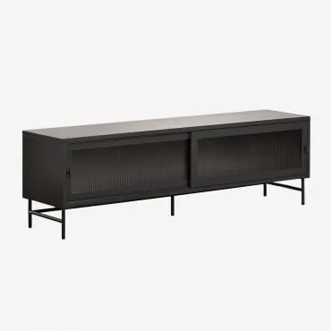 Móvel Tv 180x40 Cm Em Aço E Vidro Paoline Negro-de-fumo - Sklum