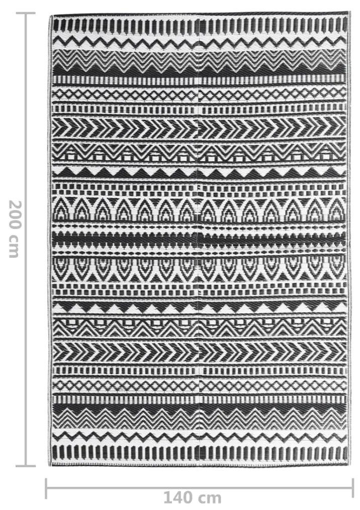 Tapete de exterior 140x200 cm ARAKIL PP preto