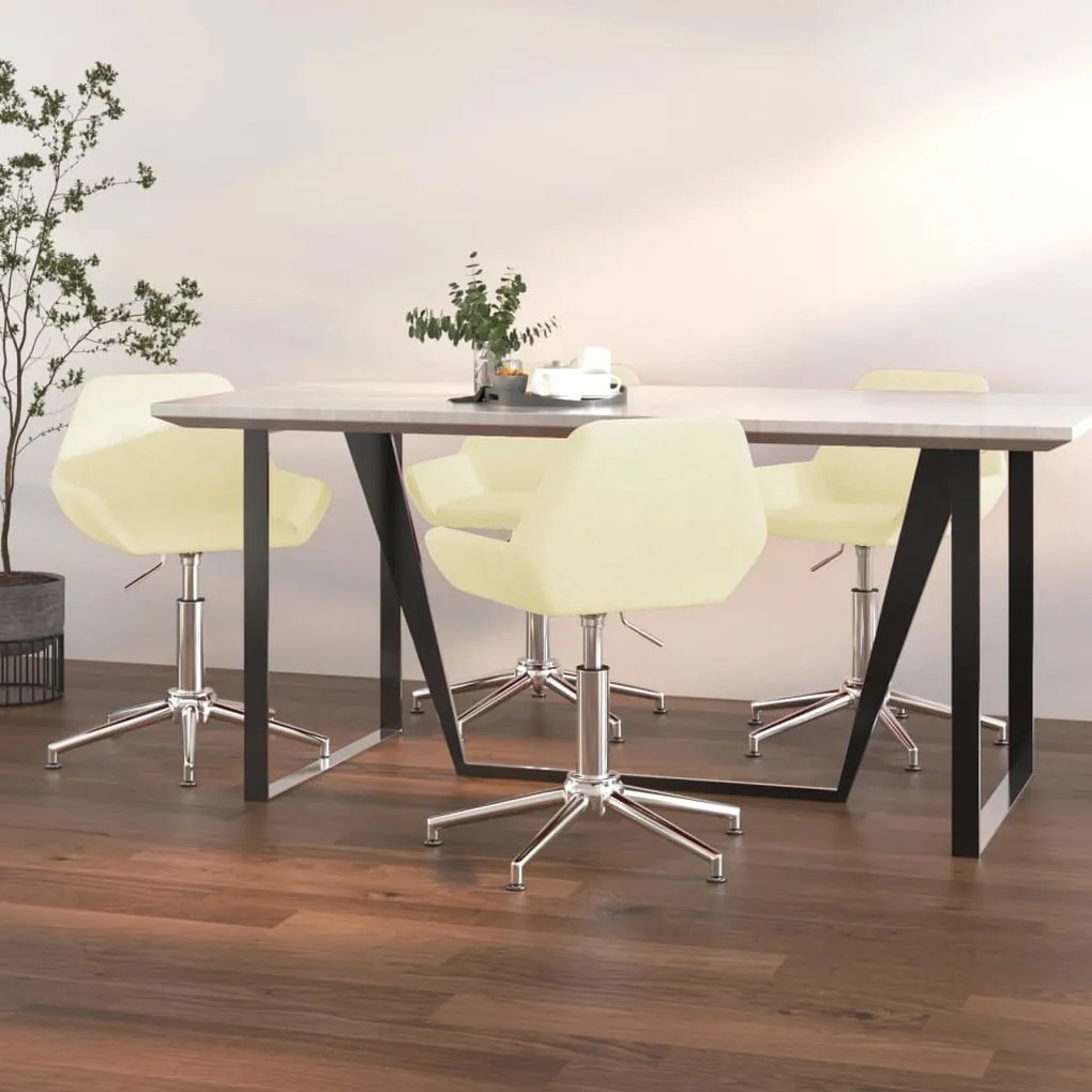 vidaXL Cadeiras de jantar giratórias 4 pcs tecido cor creme