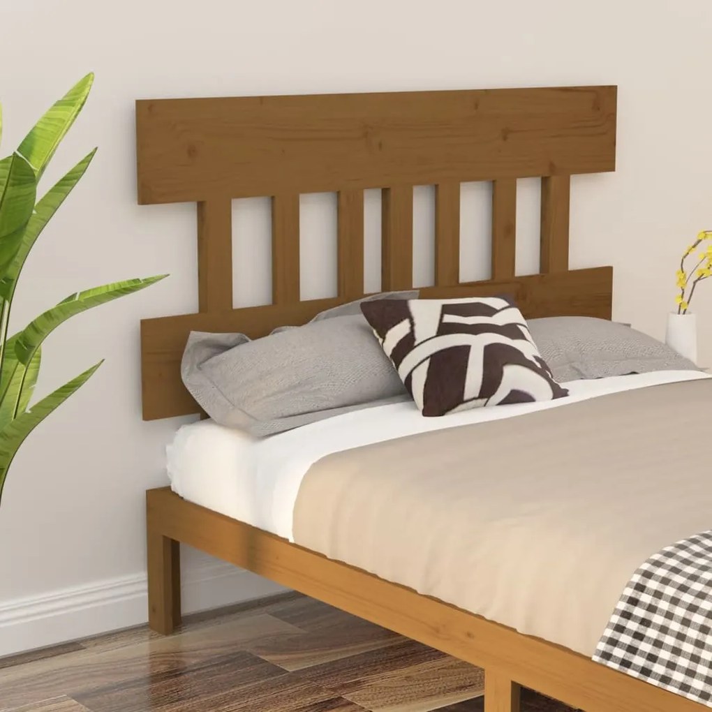 vidaXL Cabeceira de cama 123,5x3x81 cm pinho maciço castanho mel