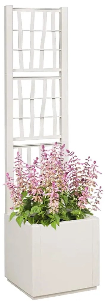 Jardineira com treliça branca 36 x 36 x 140 cm em PP