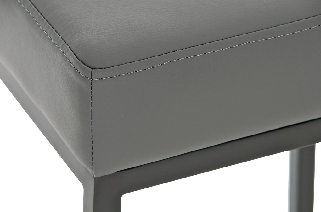 Banco de bar Montreal em couro sintético e com estrutura preta 37 x 83 x 37 cm Cinzento