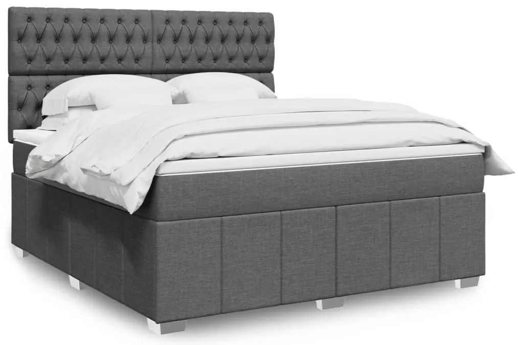 Cama com molas/colchão 180x200 cm tecido cinzento-escuro