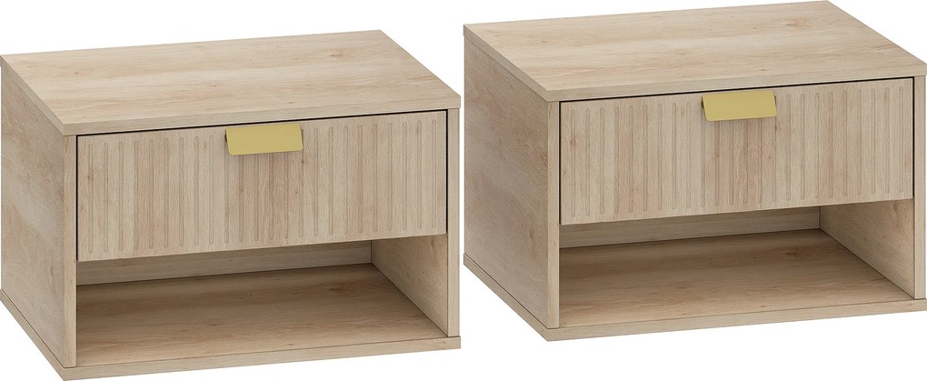 HOMCOM Conjunto de 2 Mesas de Cabeceira Suspensas com Gaveta e Prateleira, Design Moderno, 40x30x25 cm, Carvalho | Aosom Portugal