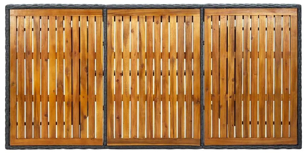 Mesa de jardim vime PE/madeira acácia maciça cinzento-escuro