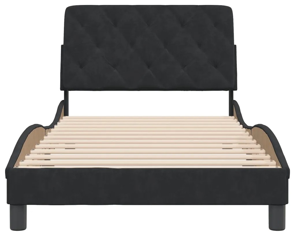 Estrutura de cama sem colchão 100x200 cm veludo preto