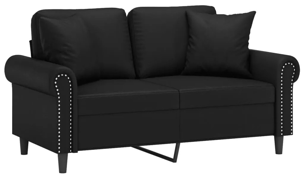 Sofá 2 lugares + almofadas decorativas 120cm couro artif. preto