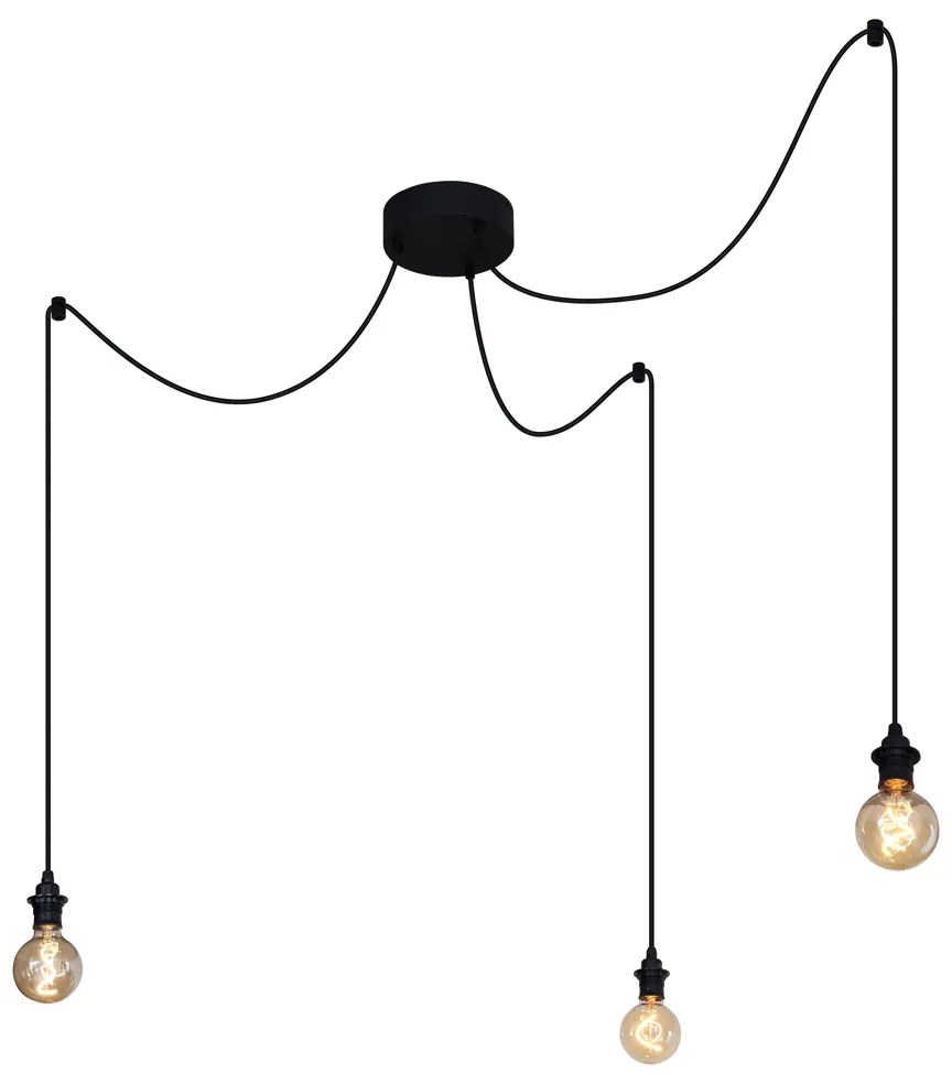 Candeeiro suspenso exterior preto 3 luzes IP44 - Cava