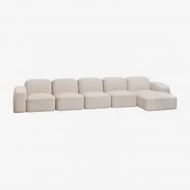 Sofá Modular Com Chaise Longue Direita Bastian De 5 Peças Chenille Grossa Branca - Sklum