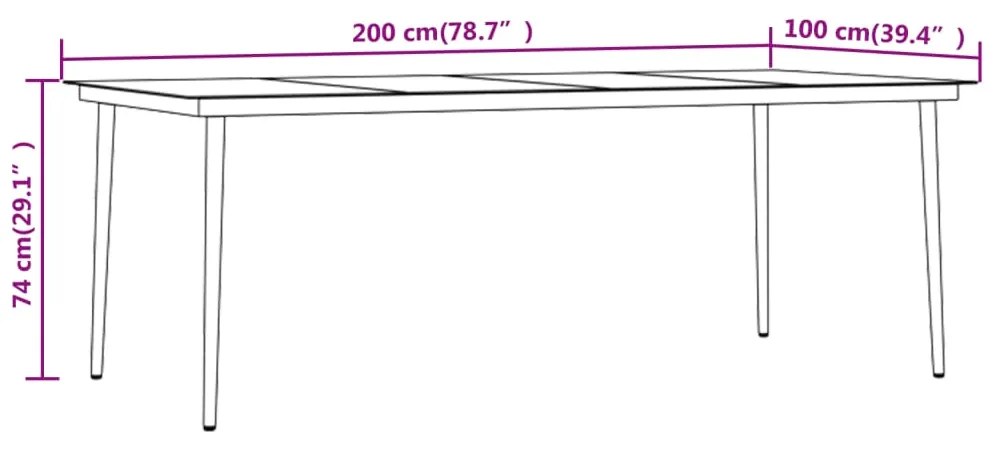7 pcs conjunto de jantar para jardim castanho e preto