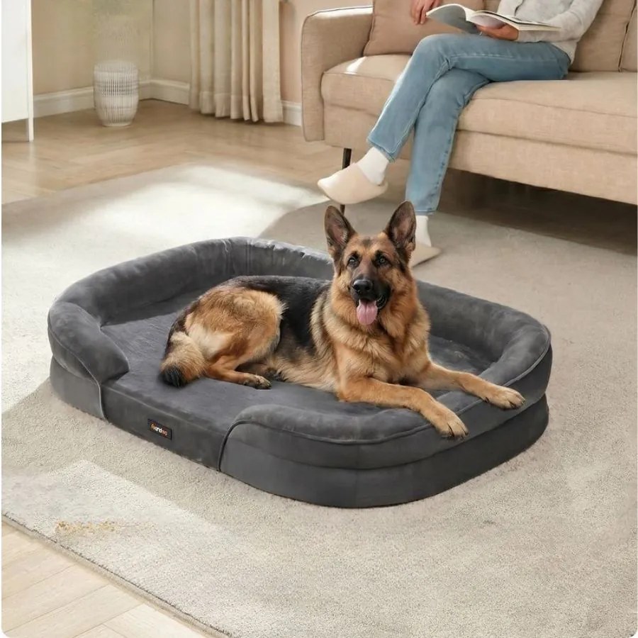 Cama ortopédica para cães 122 x 85 x 18 cm com bordas elevadas cinzento ardósia