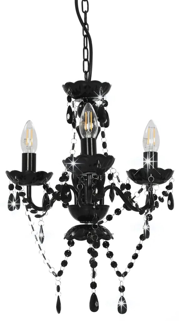 Lustre com contas redondo 3 x E14 preto
