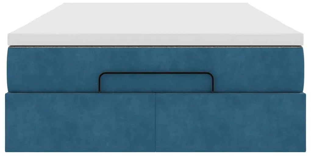 Estrutura cama otomana colchão 120x200cm veludo azul escuro