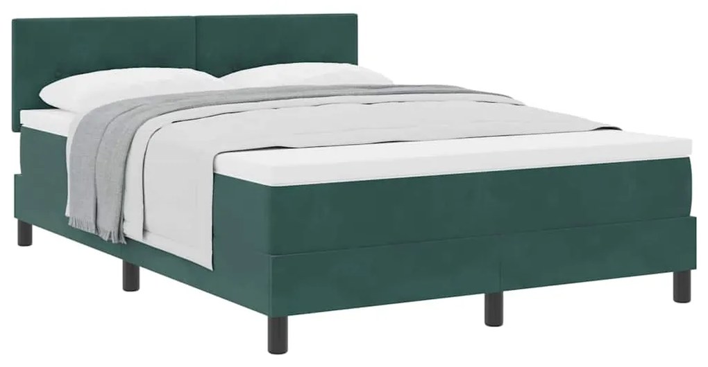 Cama Box Spring com Colchão Verde Escuro 140x190 cm Veludo