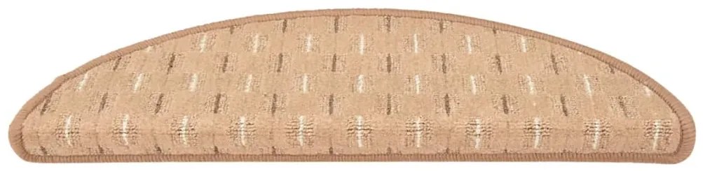 Tapete/carpete para degraus 15 pcs 56x17x3 cm castanho-claro