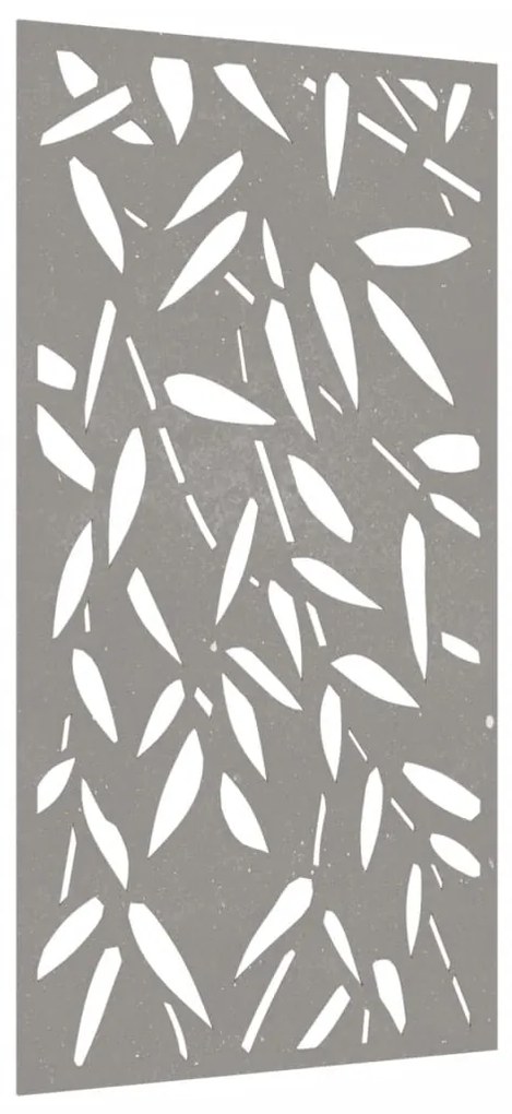 Decoração p/muro jardim 105x55cm aço corten design folhas bambu