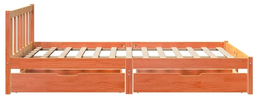 Cama sem colchão 120x190 cm madeira pinho maciça castanho-mel