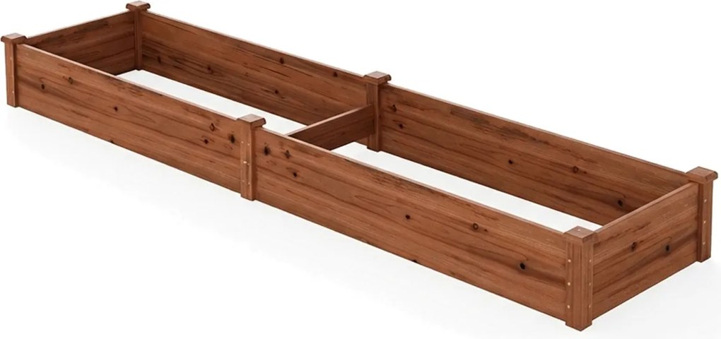 Floreira de madeira 240 x 60 x 25 cm para legumes, flores, ervas e frutas para quintal, jardim, relvado  Café