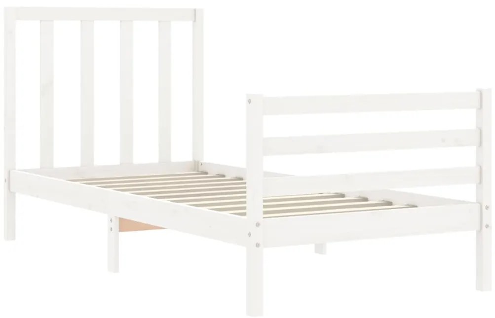 Estrutura cama de solteiro c/ cabeceira madeira maciça branco