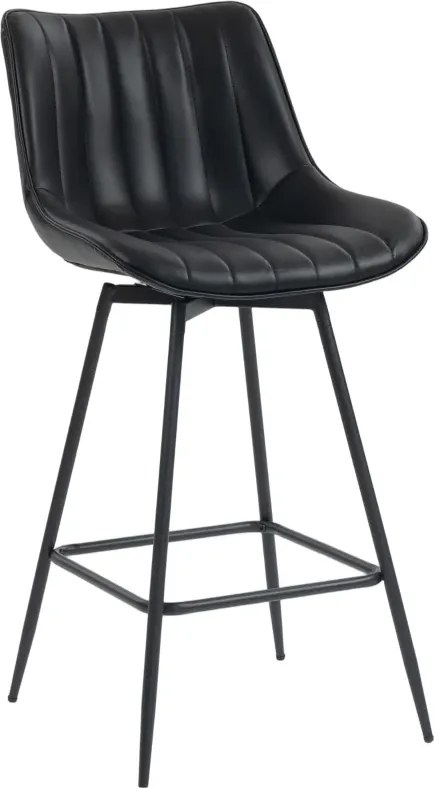 Conjunto de 2 Bancos de Bar Giratórios com Encosto Curvado e Apoio para os Pés Estofados em PU 47x54,5x97,5 cm Preto