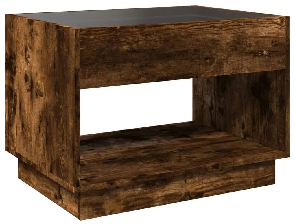Mesa de centro luzes LED Infinity 70x50x50 cm carvalho fumado