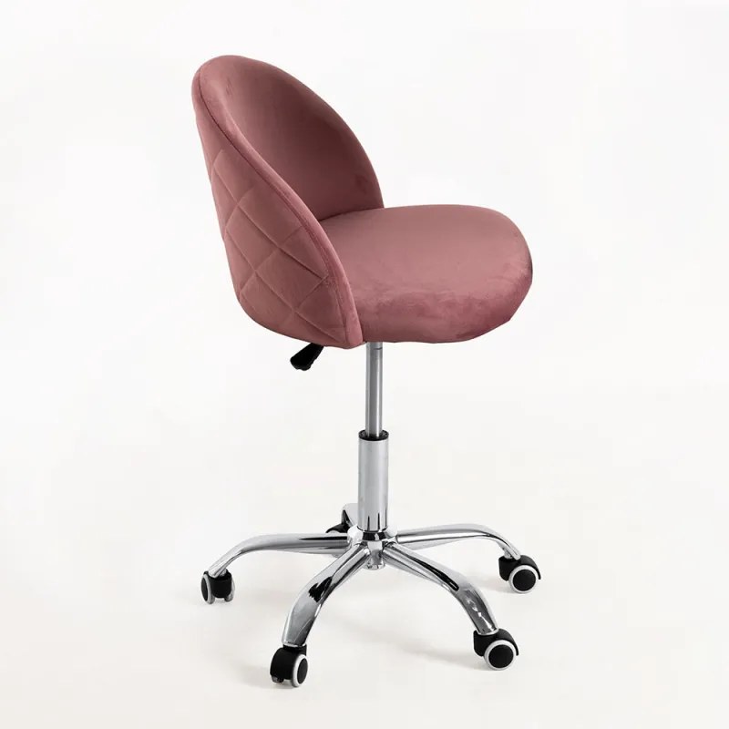 Cadeira Vint Veludo Office - Rosa