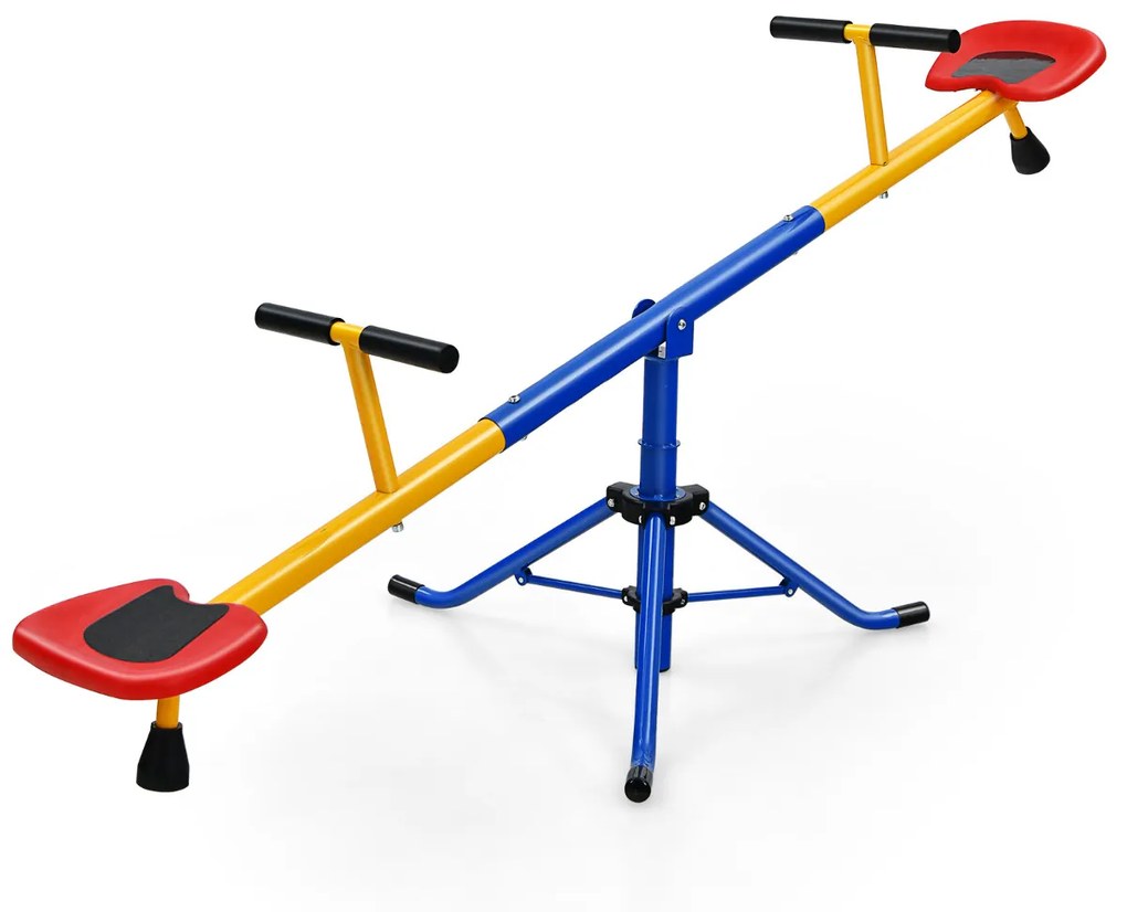 Baloiço giratório de 360° para crianças com 2 assentos com bloqueio de pernas para pátio exterior