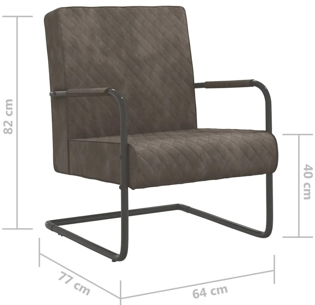 Cadeira cantilever veludo cinzento-claro