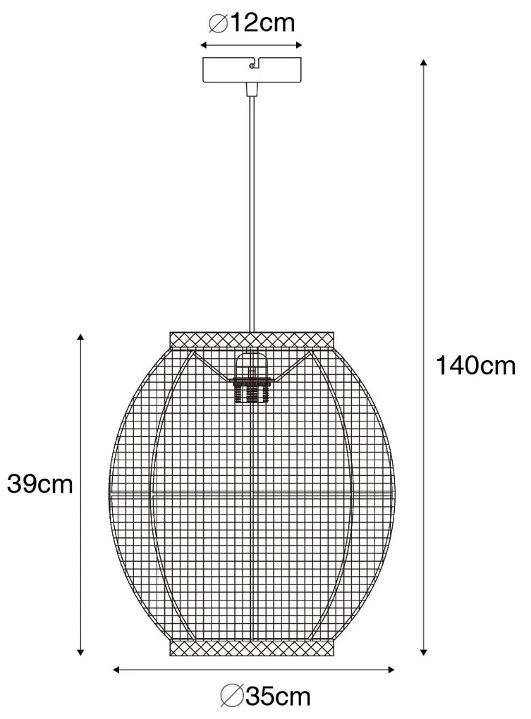 Candeeiro de suspensão oriental natural 35 cm - Rob Oriental