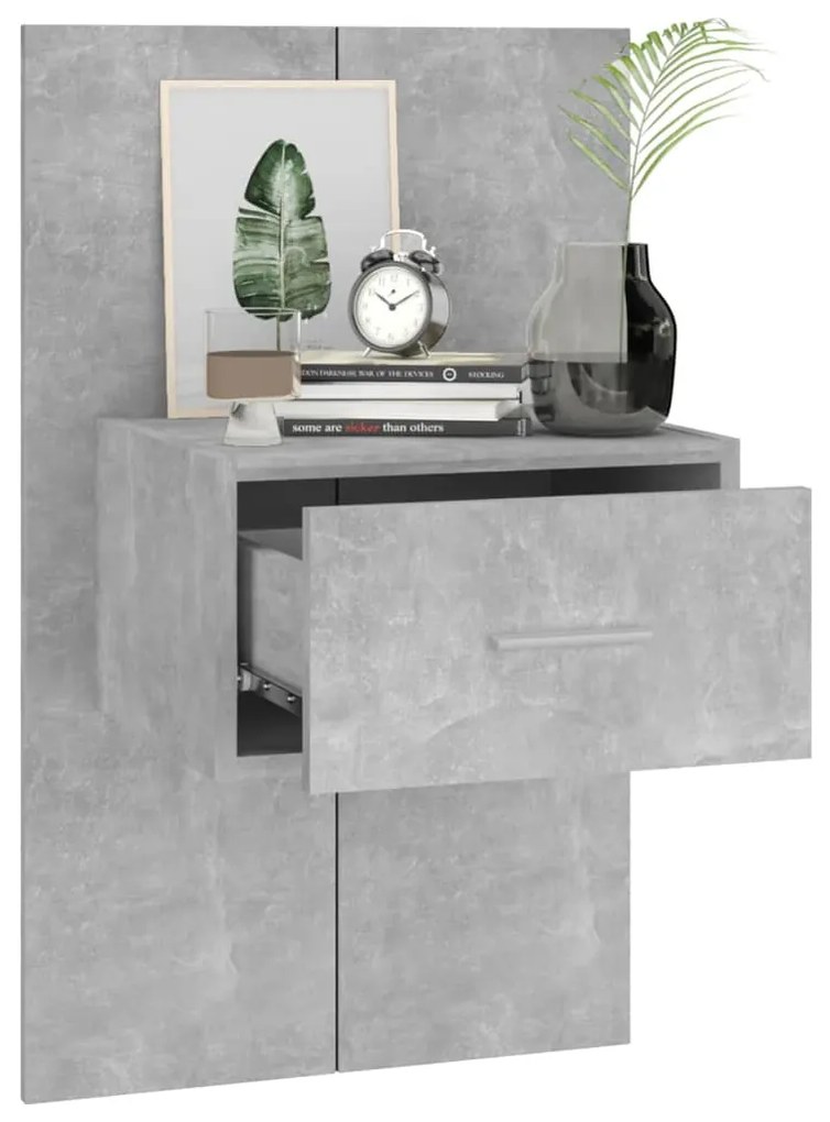 Mesas de cabeceira montagem na parede 2 pcs cinzento cimento