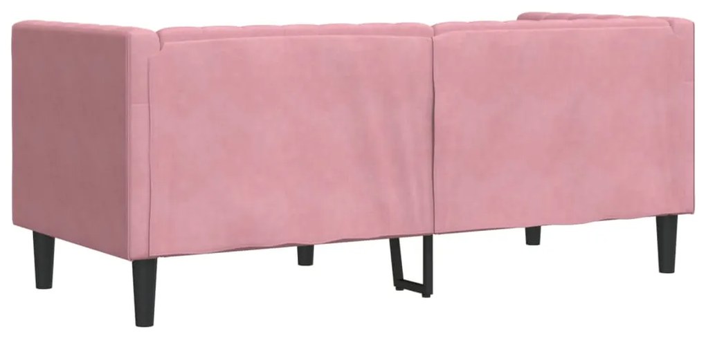 Sofá chesterfield com rolos 2 lugares veludo rosa