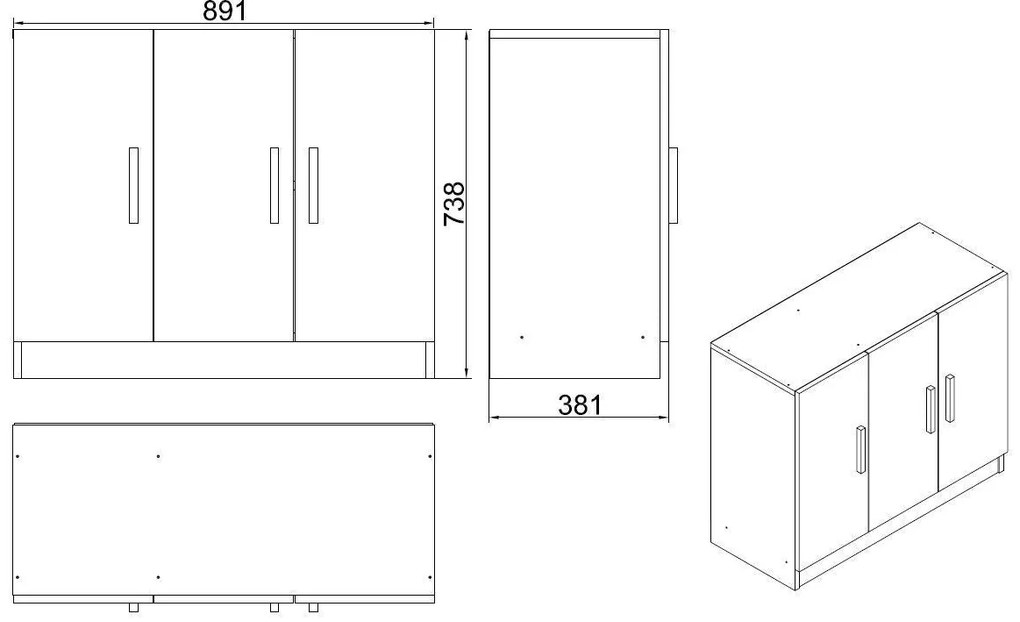 Armário Multiusos VO5 – Nogueira/Antracite – 89,1x73,8x38,1 cm