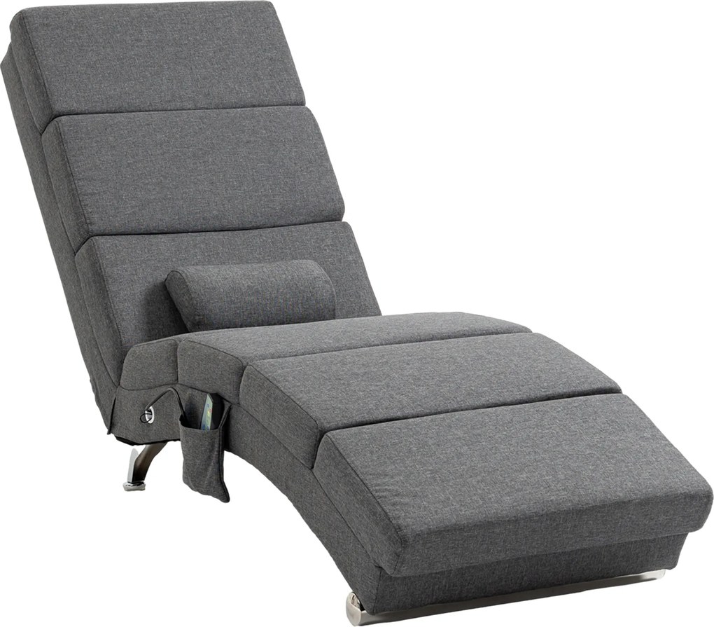 HOMCOM Cadeirão Relax Reclinável com 8 Pontos de Massagem e Aquecimento Lombar, 5 Modos, Comando e Bolso Lateral, Cinzento Escuro | Aosom Portugal
