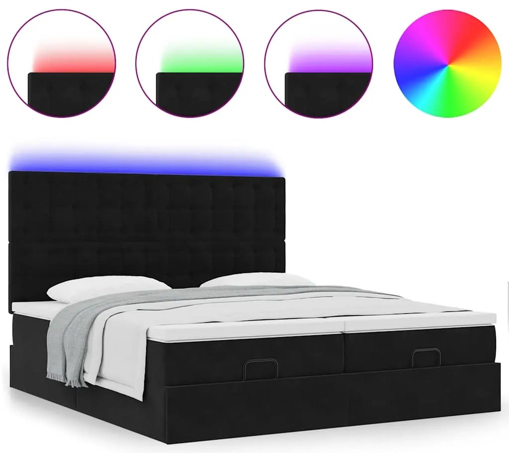 Estrutura de cama otomana com colchões 160x200 cm veludo preto