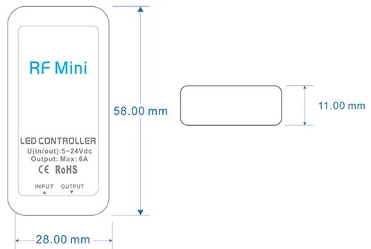 Controlador RF Mini fita LED monocolor + comando