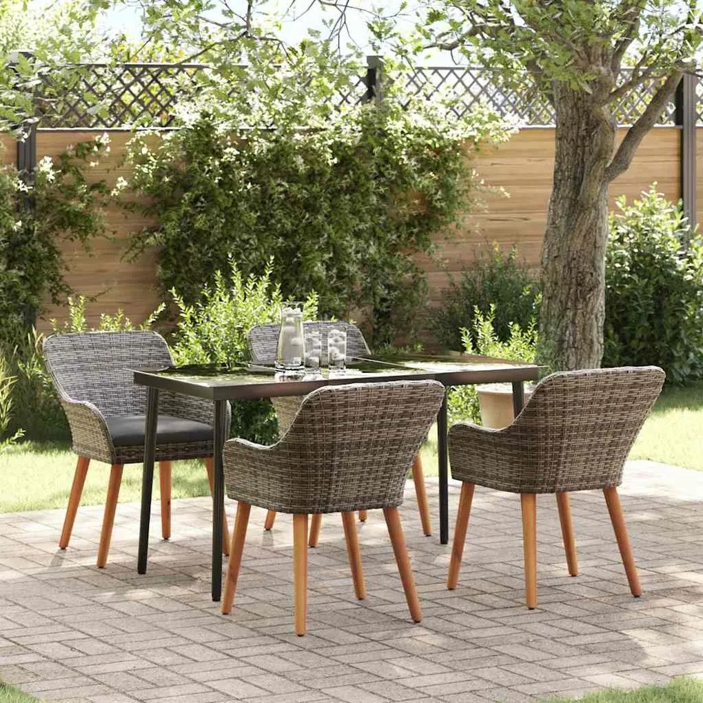 vidaXL Conjunto de Jantar para Jardim com 5 Peças em Cinza com Rattan Sintético