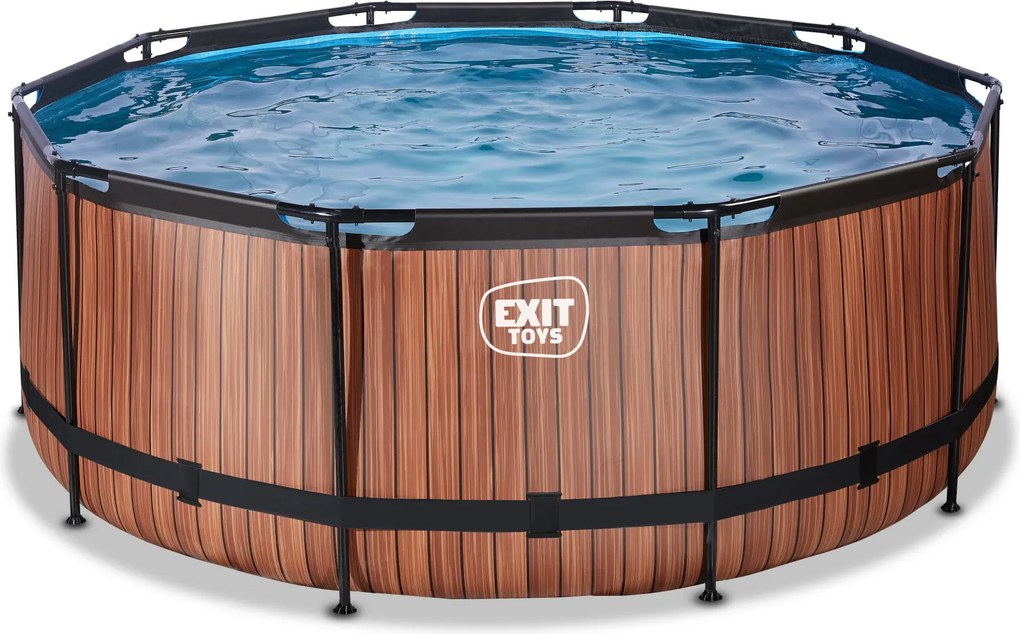 Piscina redonda Wood de 360 x 122 cm com bomba de filtro- castanha