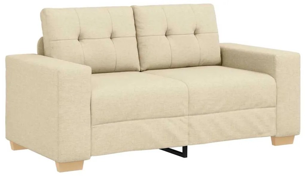 Conjunto de Sofá de 3 Peças com Almofadas em Tecido Creme