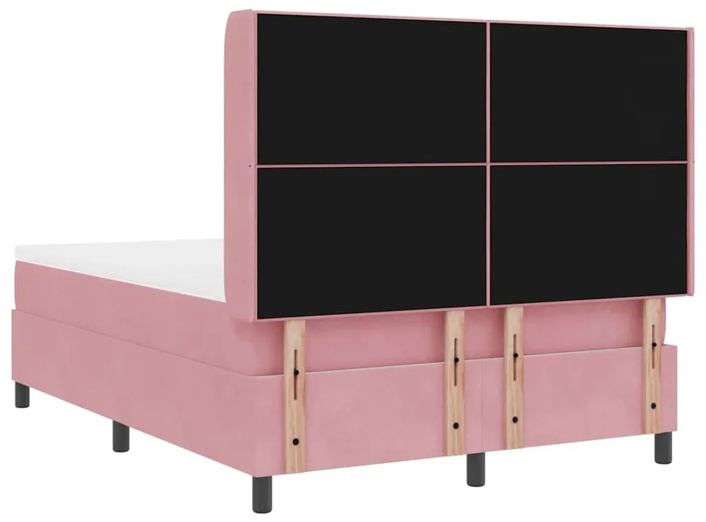 Cama Box Spring vidaXL com Colchão e LED Rosa 160x200 cm Veludo