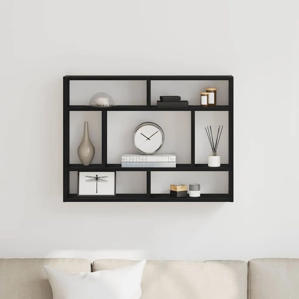 vidaXL Prateleira de parede carvalho preto 75x16x55 cm madeira projetada