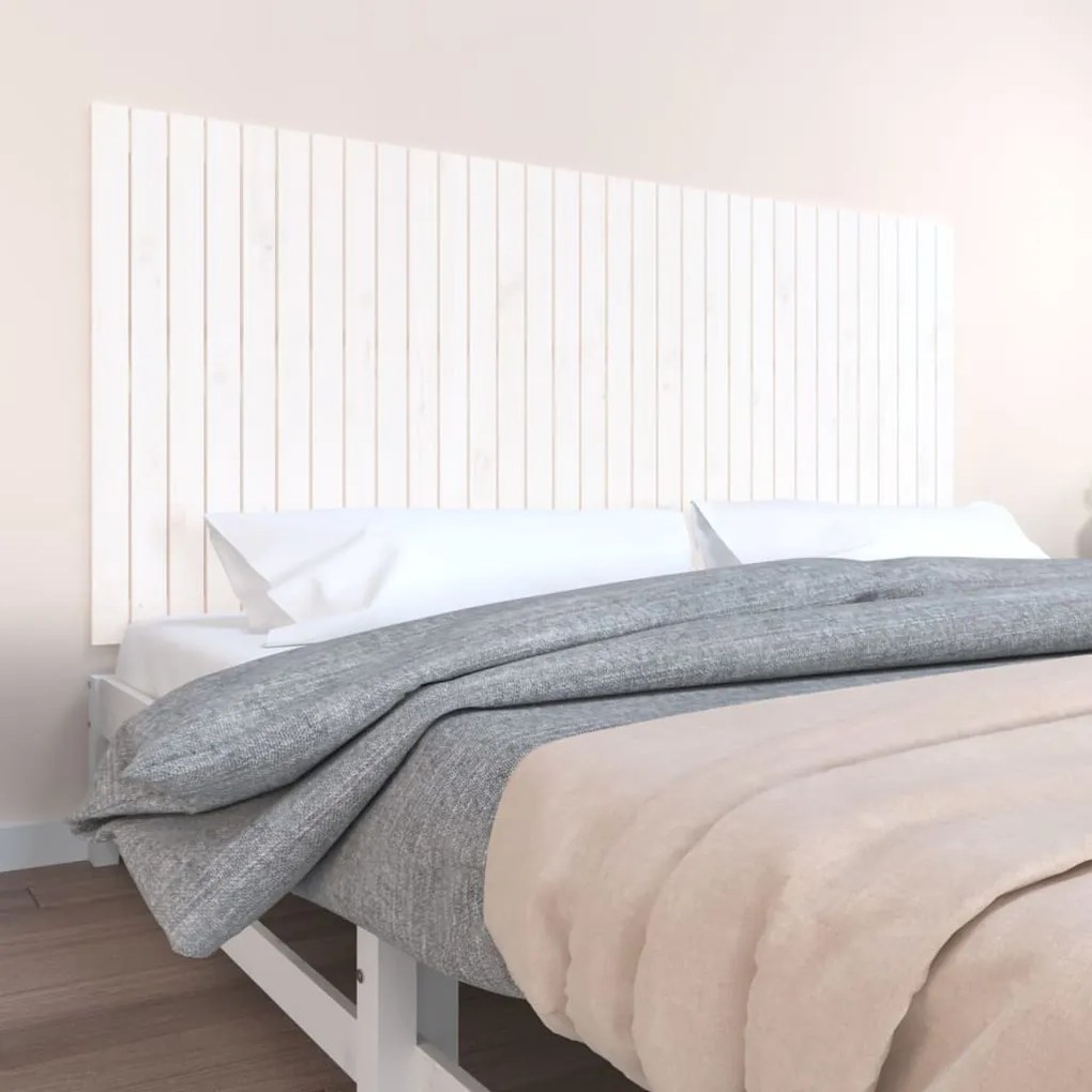 vidaXL Cabeceira de parede 204x3x90 cm madeira de pinho maciça branco