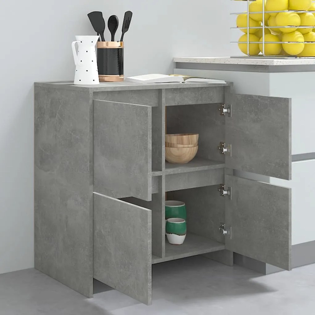 Aparadores 2 pcs 70x41x75 cm aglomerado cinzento cimento