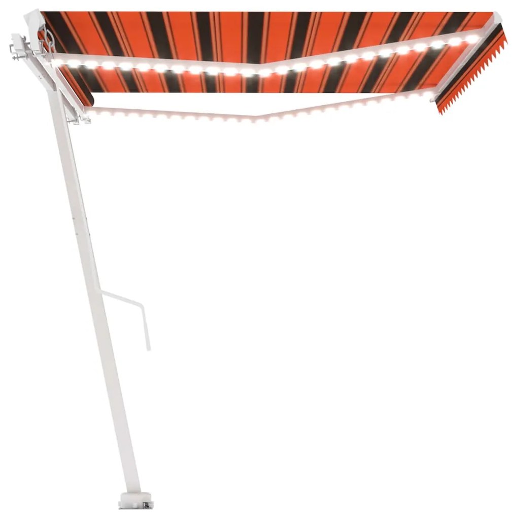 Toldo retrátil manual com LED 450x300 cm laranja e castanho
