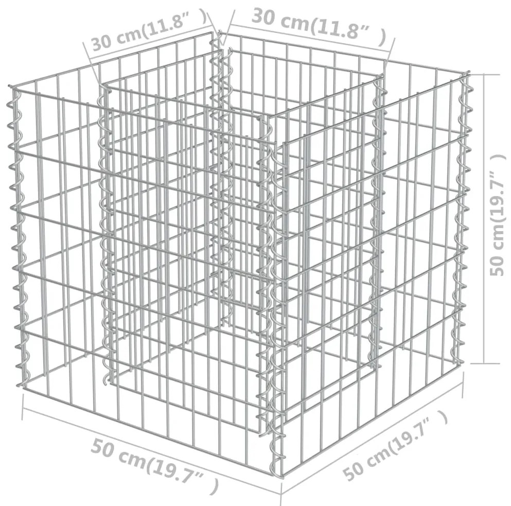 Canteiro elevado/cesto gabião 50x50x50 cm aço galvanizado