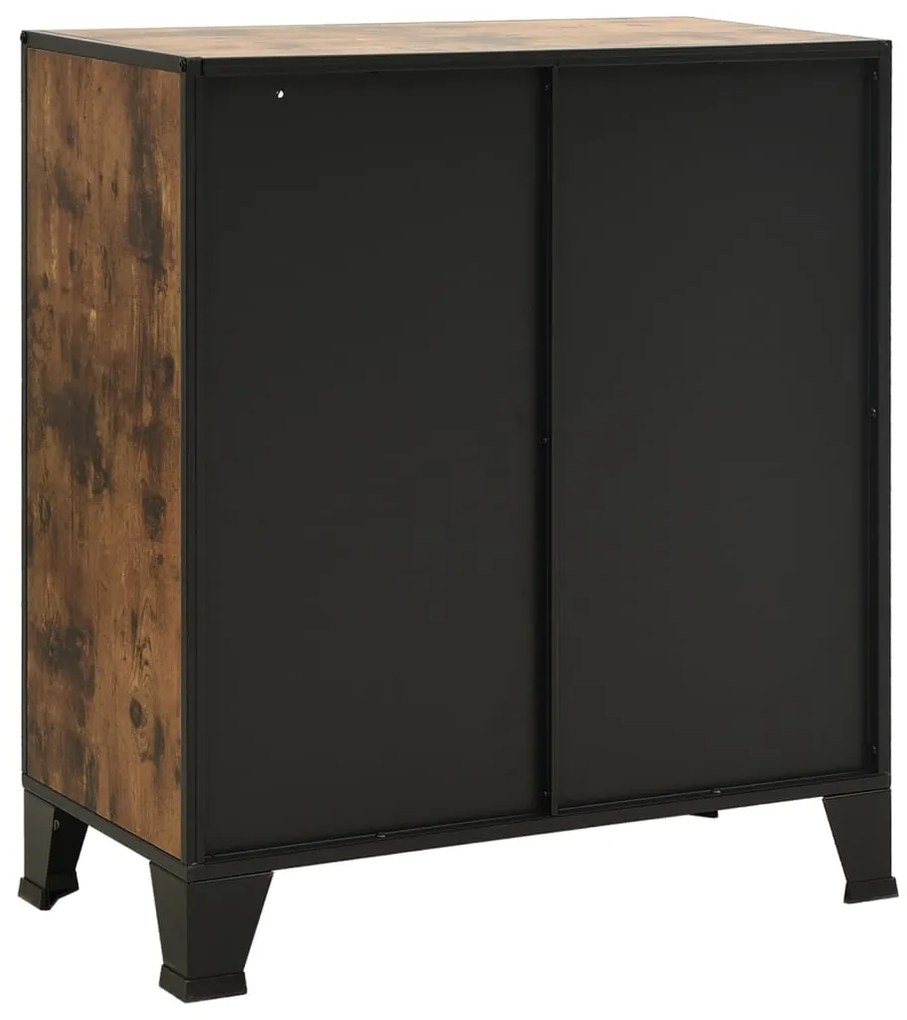 Armário de arrumação 72x36x82 cm metal/MDF castanho rústico